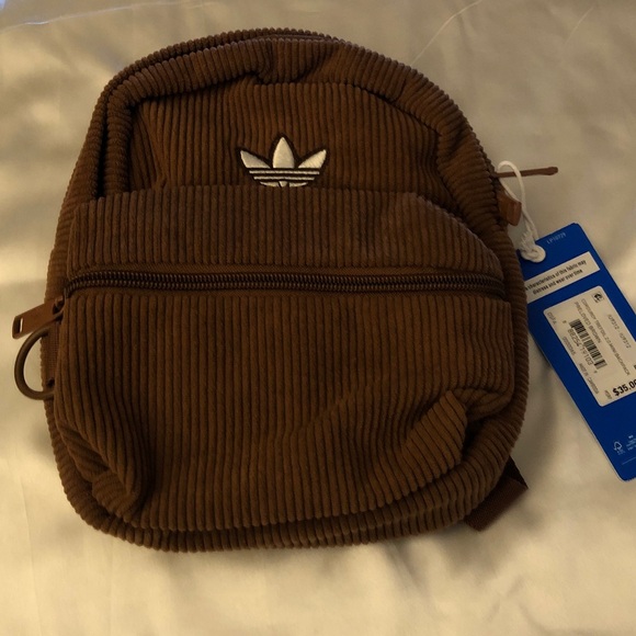 Adidas Corduroy Trefoil 2.0 Mini Backpack Color Preloved Brown NWT - Picture 4 of 16